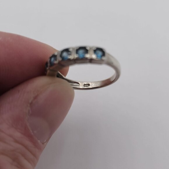 Size 5.5 Sterling Silver Unique Style Blue Spinel Gems Ring A3036 - Picture 6 of 9